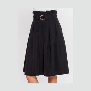 NWT Pleated A line skirt with gold buckle